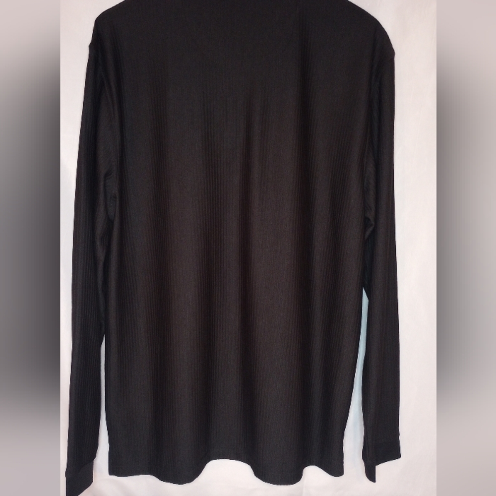 Haggard Men's Golf Shirt Black Long Sleeve Pullover 3/4 Zip Striped Texture L - Picture 10 of 11
